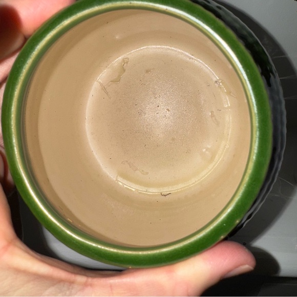 Crate & Barrel Elba Glazed Ceramic Planter Green 7” H 6” D - Picture 4 of 5